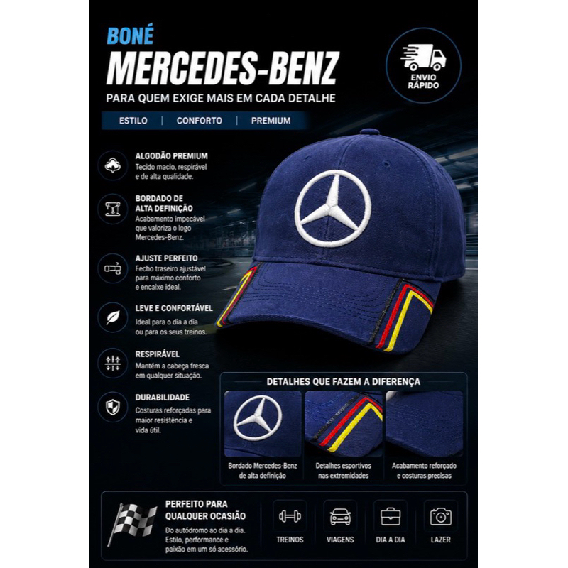 BONÉ MERCEDES-BENZ AZUL