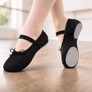 Sapatilha de Ballet Preto em lona Pas Classique sola dividida ovinho