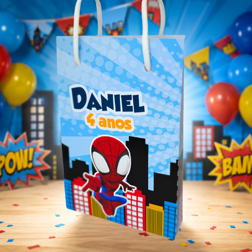 Sacolinha Personalizada Homem Aranha Pegue e Monte Lembrancinhas Infantil Sacolas | Personalizados