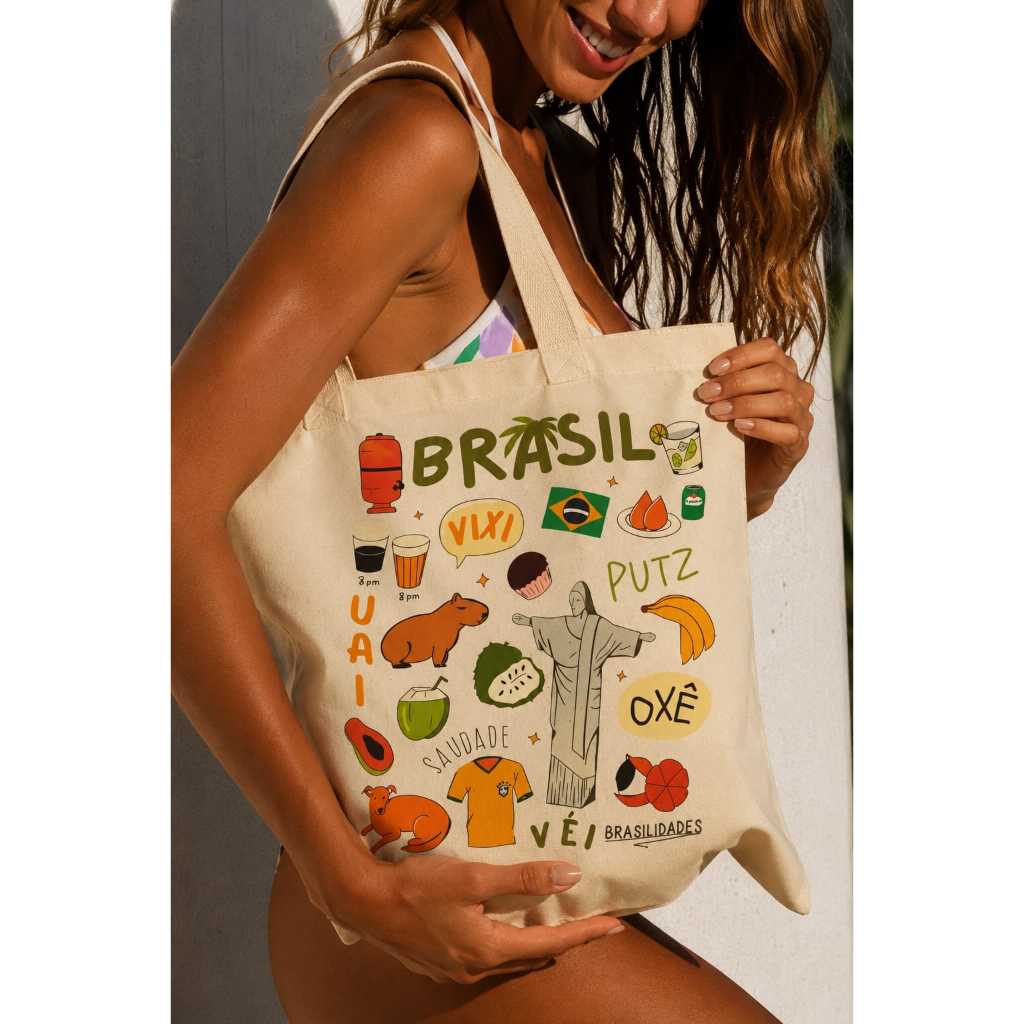Bolsa Ecobag Sacola em Algodão Cru Faculdade Escola Presente Dia a Dia Ecologica Moda Tote Personalizada Mimo Brasil