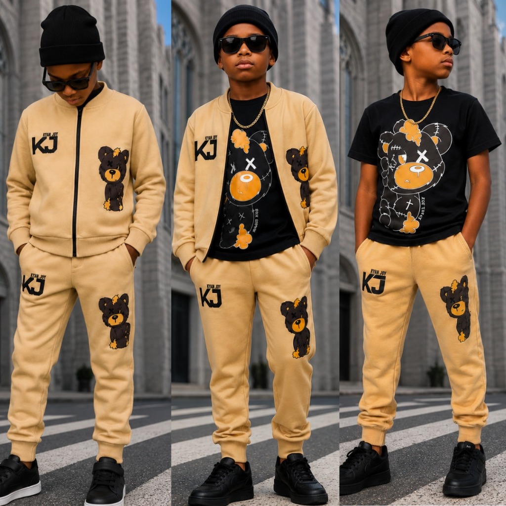 Conjunto Calça + Blusa + Casaco ou Casaco + Calça Masculino Infantil -Roupa de Frio Menino 2/3 Peças