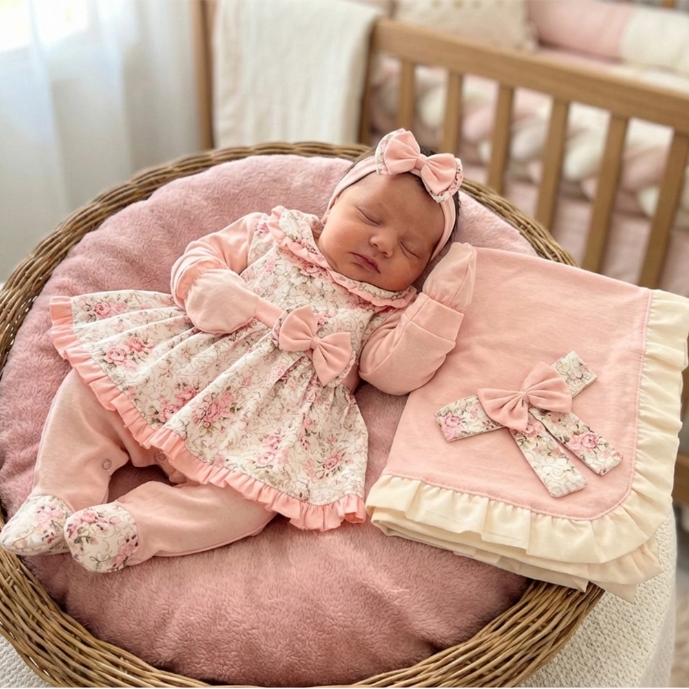 Saída de Maternidade Menina Lindinha Floral Baby Encato 05 Peças