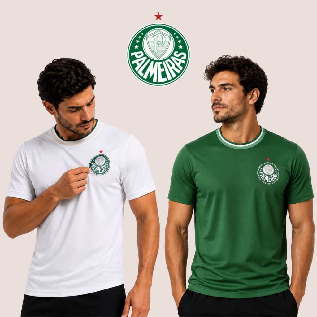 Camiseta Esportiva Palmeiras Masculina Confortável Com Emblema Bordado de Qualidade