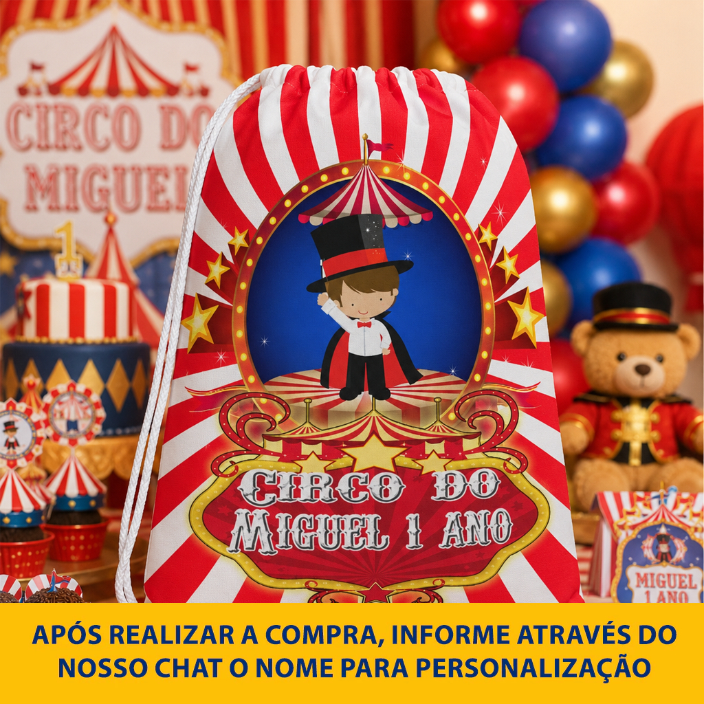 Kit Mochilinha Sacolinha Mochila Saco Sacochila Saquinho Lembrancinha Brinde Aniversario Personalizadas Circo