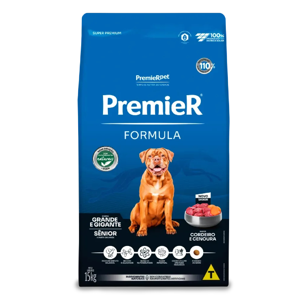 Ração Premier Fórmula Cães Sênior Raças Grandes Cordeiro 15Kg
