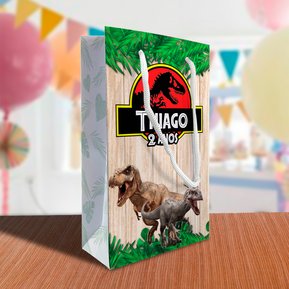 Sacolinha Jurassic Park Personalizada Kit Festa Lembrancinha Dinossauro Sacola TRex T-Rex