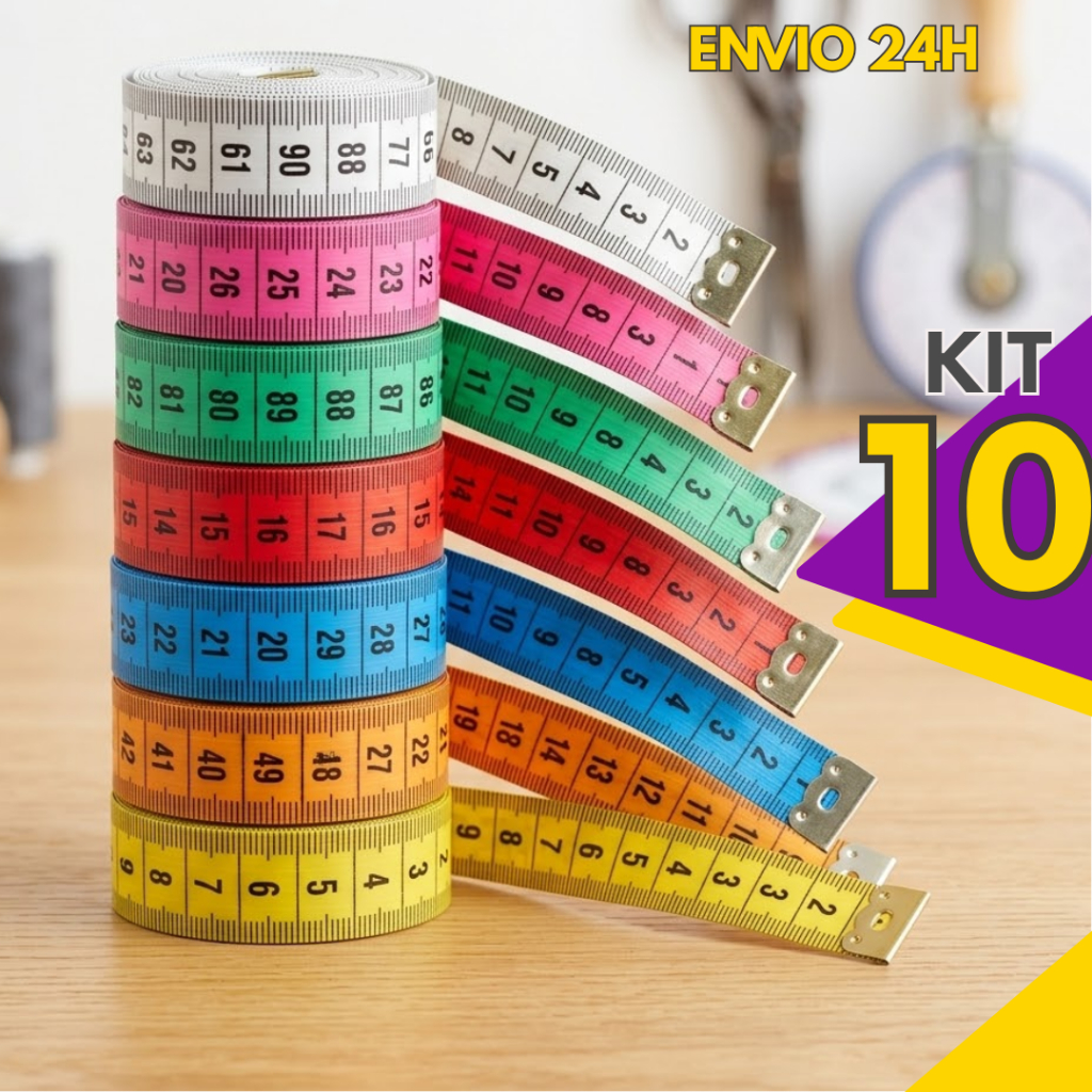 Kit 10, 12, 15 ou  6 un - Fita Métrica Corporal Flexível 150cm Academia Costura Artesanato