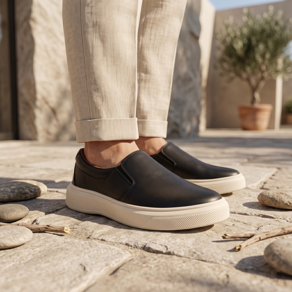 Tênis Slip On Masculino Casual Micro Expandido Leve Sapatênis Confortável Calçado Trabalho Caminhar