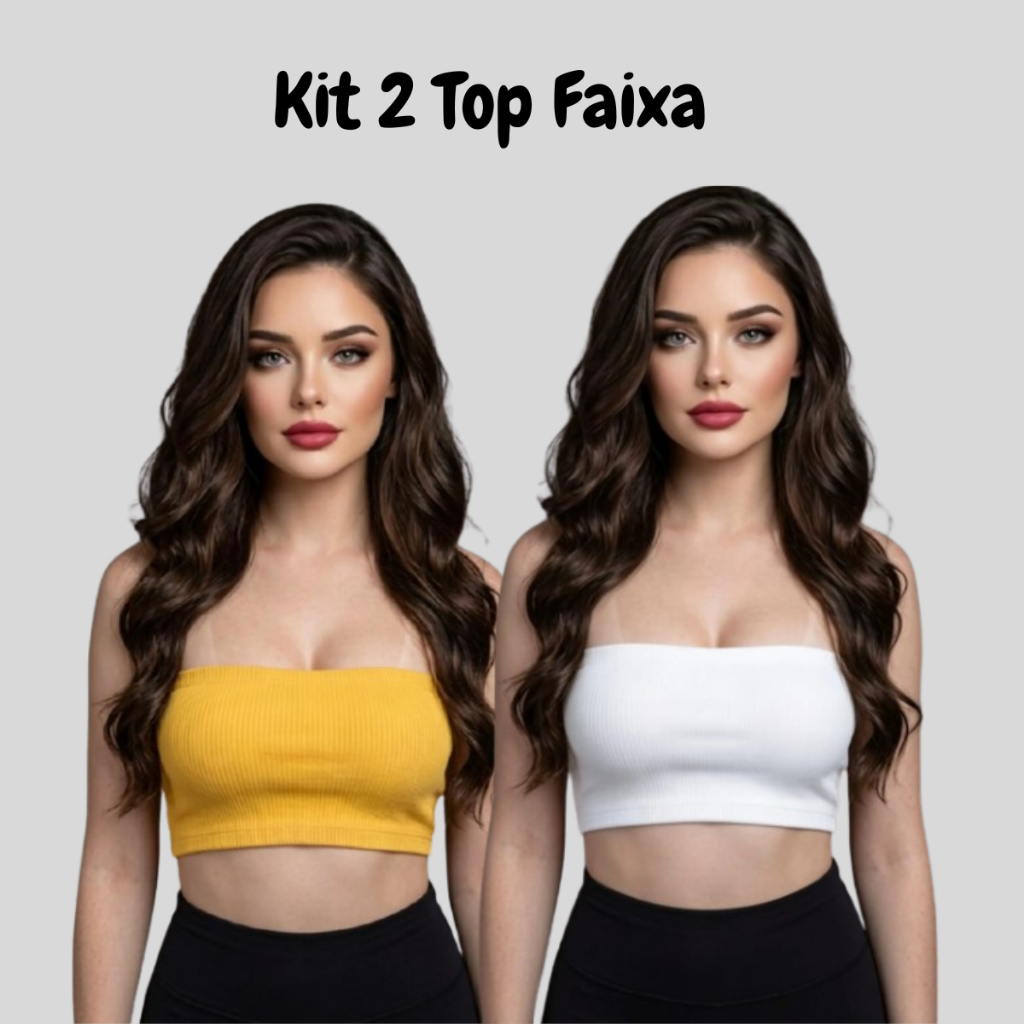 Kit 2 Top Tube Cropped Feminino Tomara Que Caia Canelado Ribana Academia Moda Fitness Treino