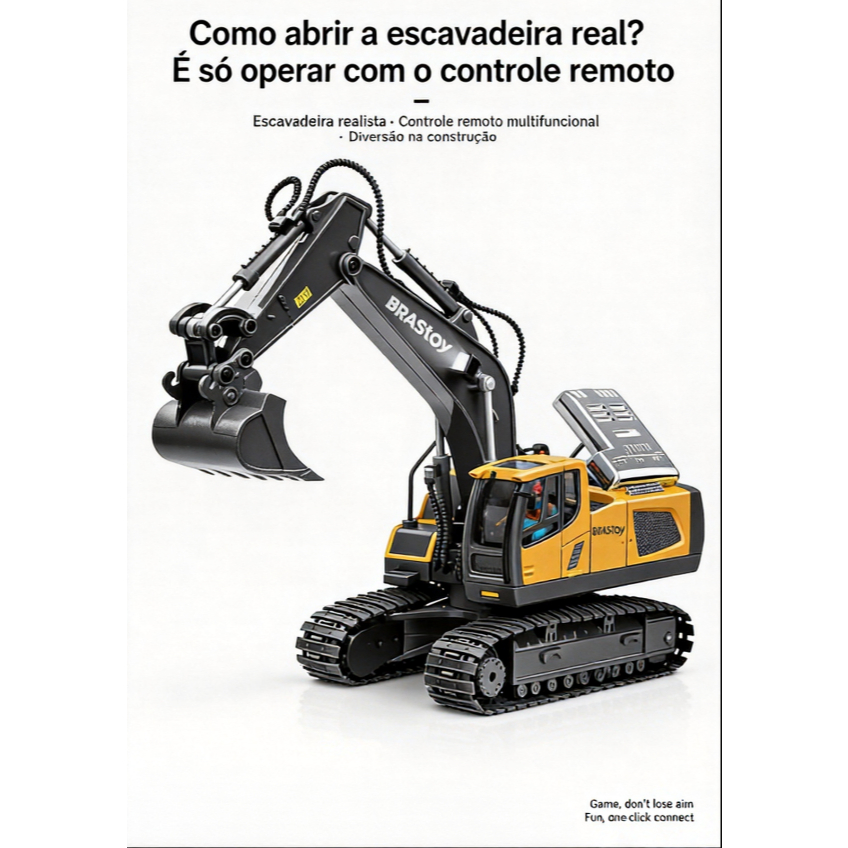 Escavadeira com controle remoto: 11 funções. Brinquedo RC profissional para adultos e crianças