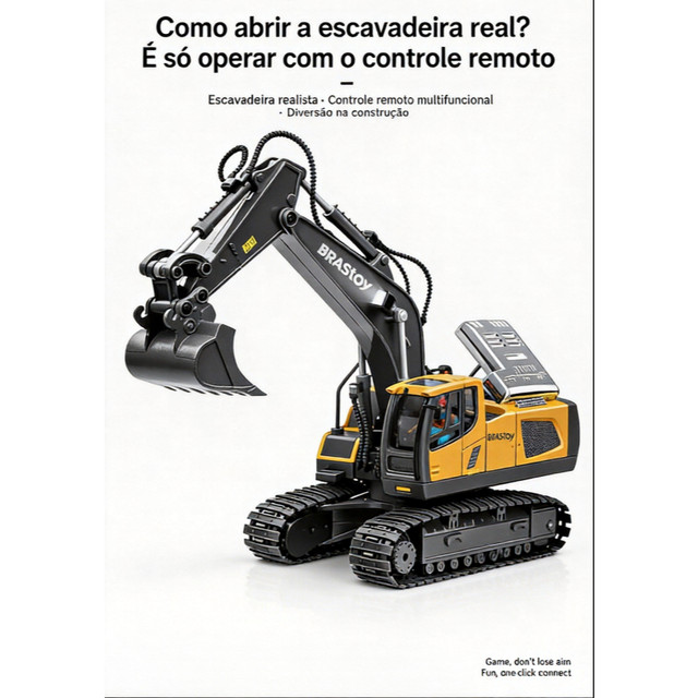 Escavadeira com controle remoto: 11 funções. Brinquedo RC profissional para adultos e crianças