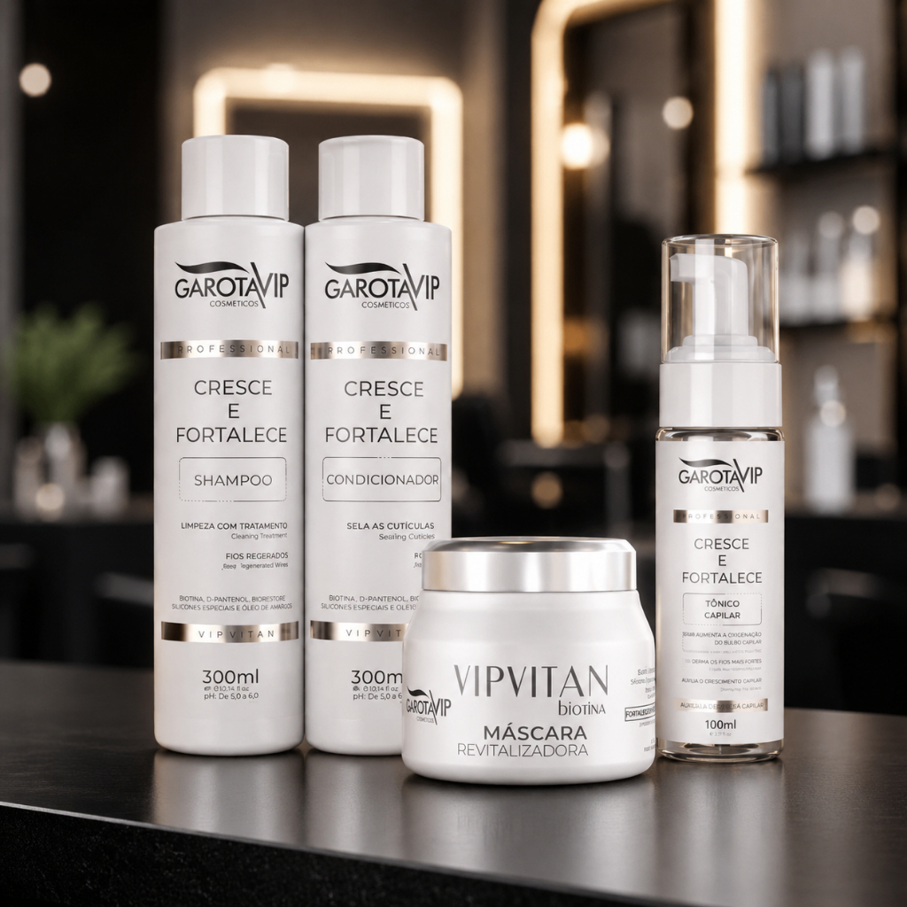 Kit Cresce e Fortalece Garota Vip Shampoo Condicionador Máscara Revitalizadora e Tônico Capilar