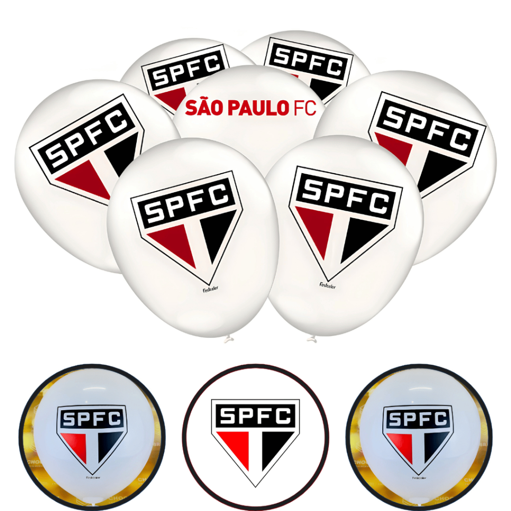 KIT ARCO FACIL DE BALOES SAO PAULO FC n°9 50 UN + 1 FITA ARCO FESTCOLOR (CHOCO)