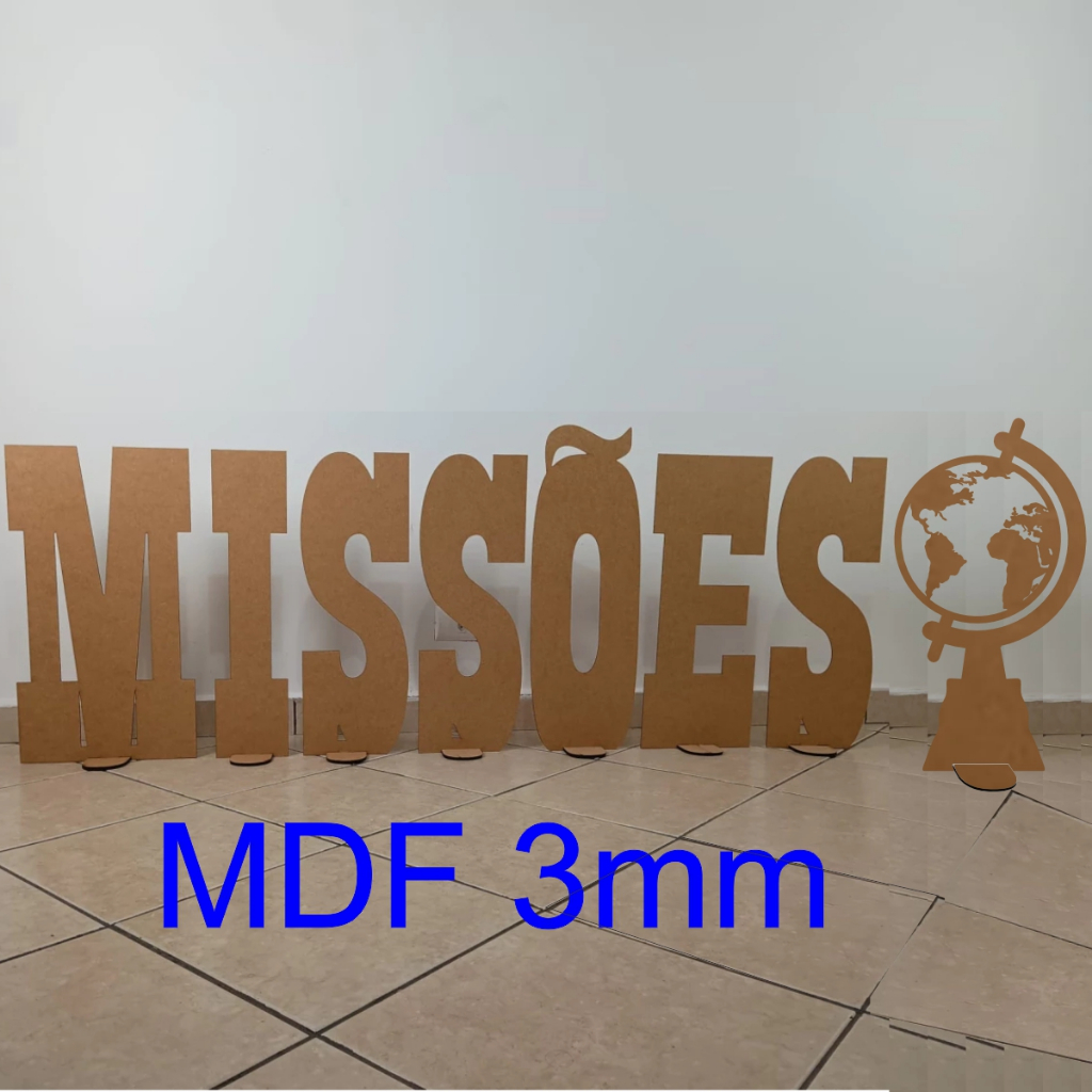Missões com GLOBO Mdf 3mm 60cm De Altura Fica Em Pé!