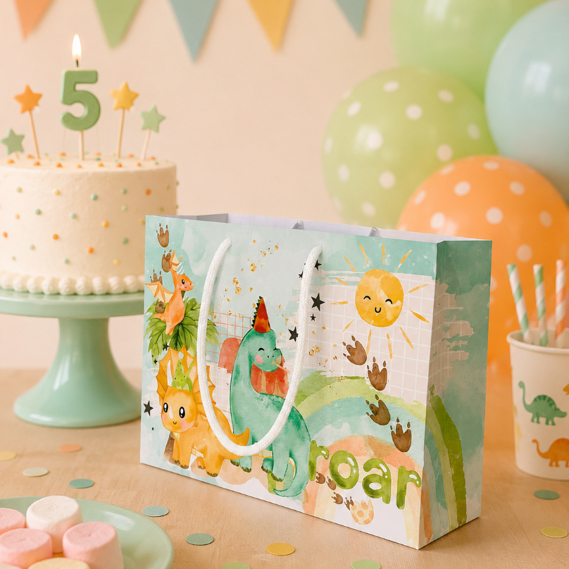 Kit Festa Sacolinha Personalizadas Dinossauro Baby Aquarela | Lembrancinha de Aniversário