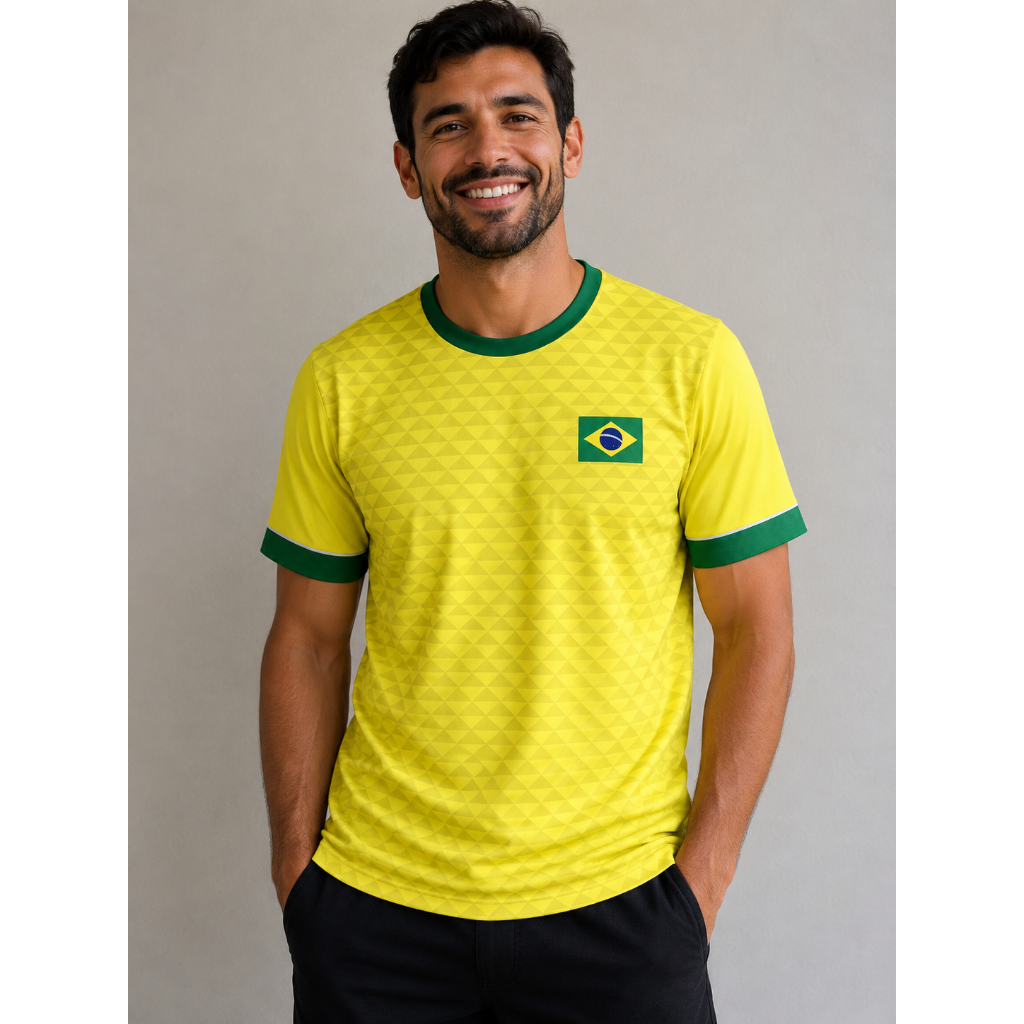 Camiseta Brasil Poliéster Amarela
