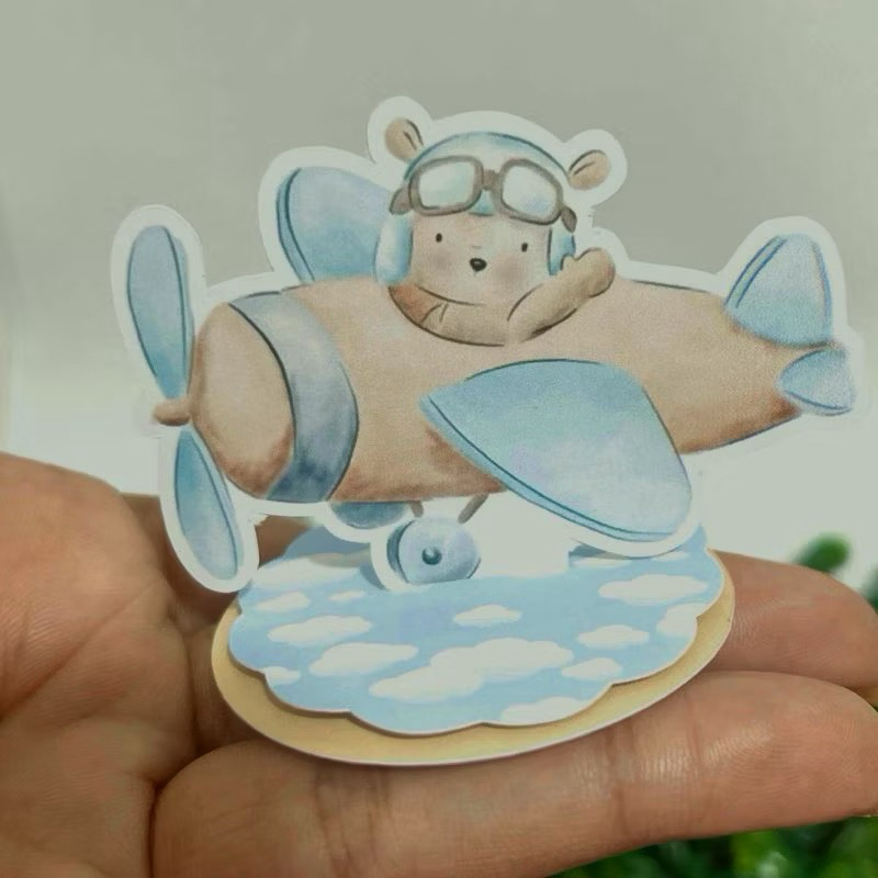 Ursinho Aviador - Apliques 3D para Latinha ou Caixa Acrílico 5x5 | Personalizado ( Qualquer Tema)
