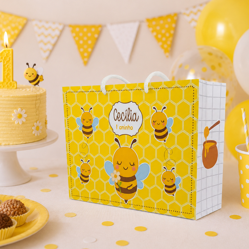 Kit Festa Sacolinha Personalizada Abelhinha | Lembrancinha de Aniversário