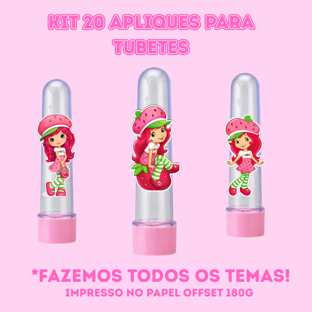 KIT APLIQUES PARA TUBETES MORANGUINHO | LEMBRANCINHA INFANTIL PERSONALIZADAS | FESTAS | TODOS OS TEMAS NO CHAT.