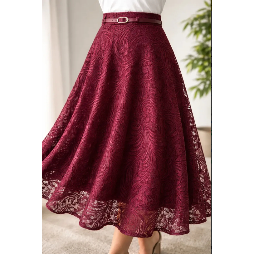Saia Midi Feminina Clássica Cintura Alta Moda Evangélica Elegante Confortável Tendência Feminina