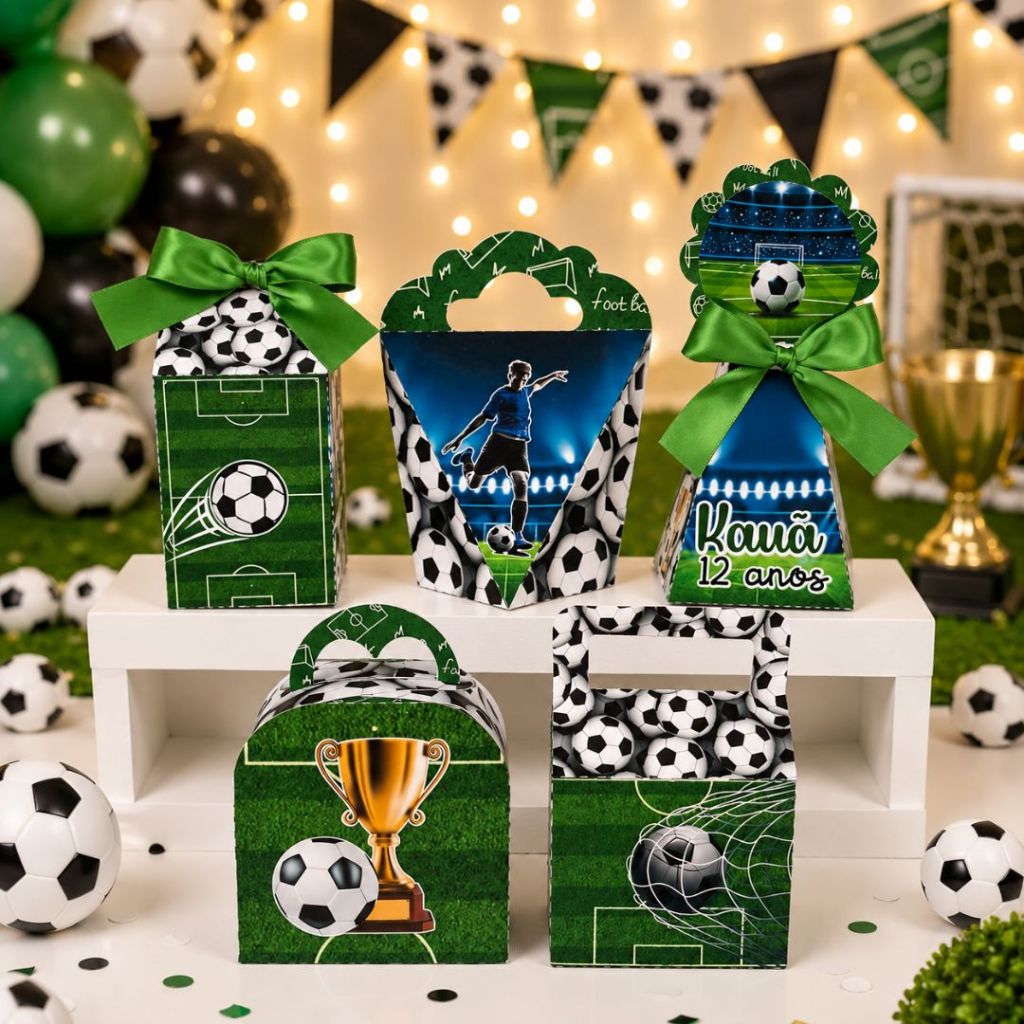 Kit Caixinhas Personalizadas Tema Futebol / Lembrancinha De Festa Infantil / Decoração De Festa