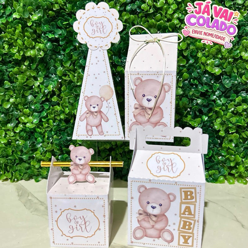 KIT/PERSONALIZADOS CHÁ REVELAÇÃO URSINHO  PARA LEMBRANCINHAS DE ANIVERSÁRIO/ FESTA URSINHO /CHÁ REVELAÇÃO(JÁ VAI COLADO)