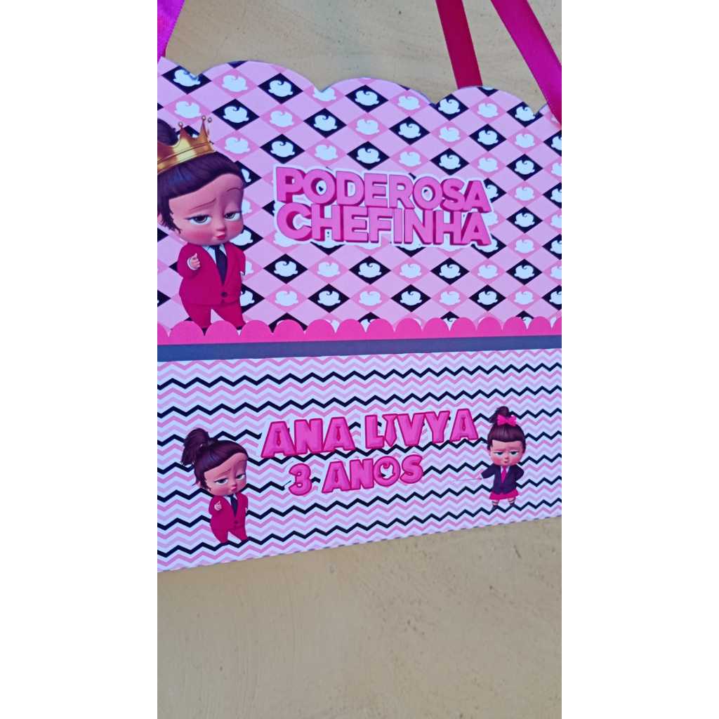 20 Sacolinhas Aniversário Personalizada A Poderosa Chefinha morena (20x15x7cm)