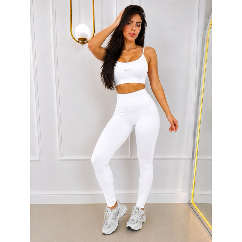 Conjunto Fitness Feminino Aura Top + Legging Cintura Alta Academia Moda Fitness Feminina
