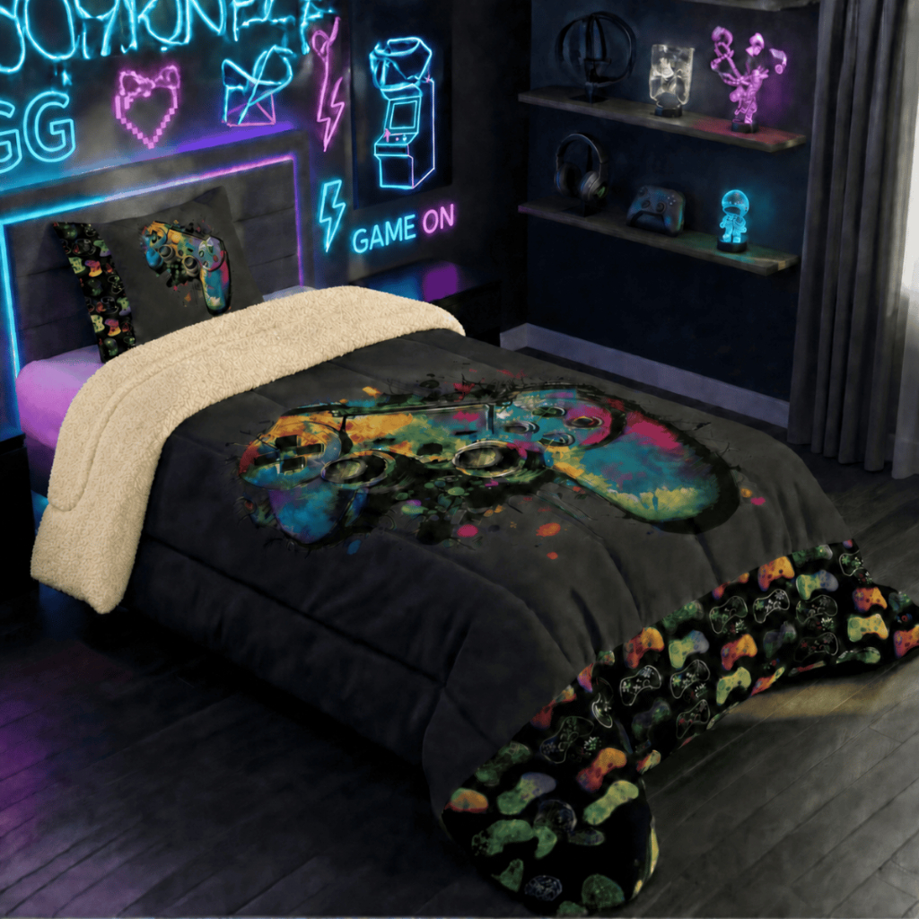 Edredom Coberdrom Estampado Solteiro 1PC Sherpa Lã de Carneiro Grosso Encorpado Premium