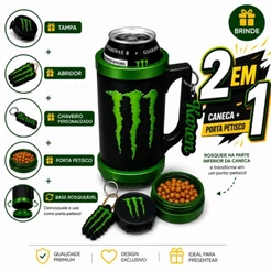 Porta Lata Monster com Abridor + Tampa + Brinde Incluso