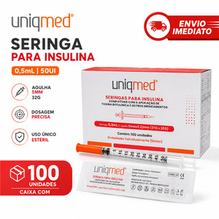 Seringas De Insulina e Botox 0,5ml com Agulha Ultrafina 5mm X 0,23mm Calibre 32G Caixa com 100 unidades