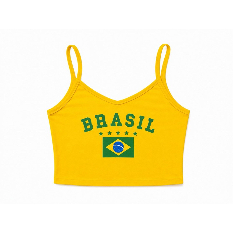 Cropped feminino regata Brasil Virgínia em algodão premium/confortável, Estiloso e tendência 2026