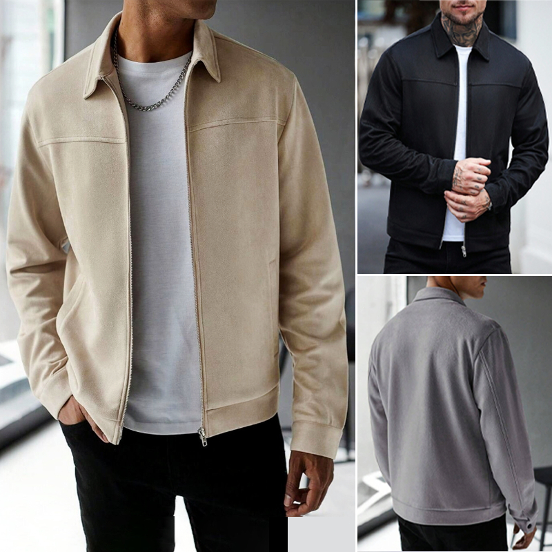 Jaqueta Masculina Casual Manga Longa com Zíper Leve e Confortável para Trabalho e Dia a Dia