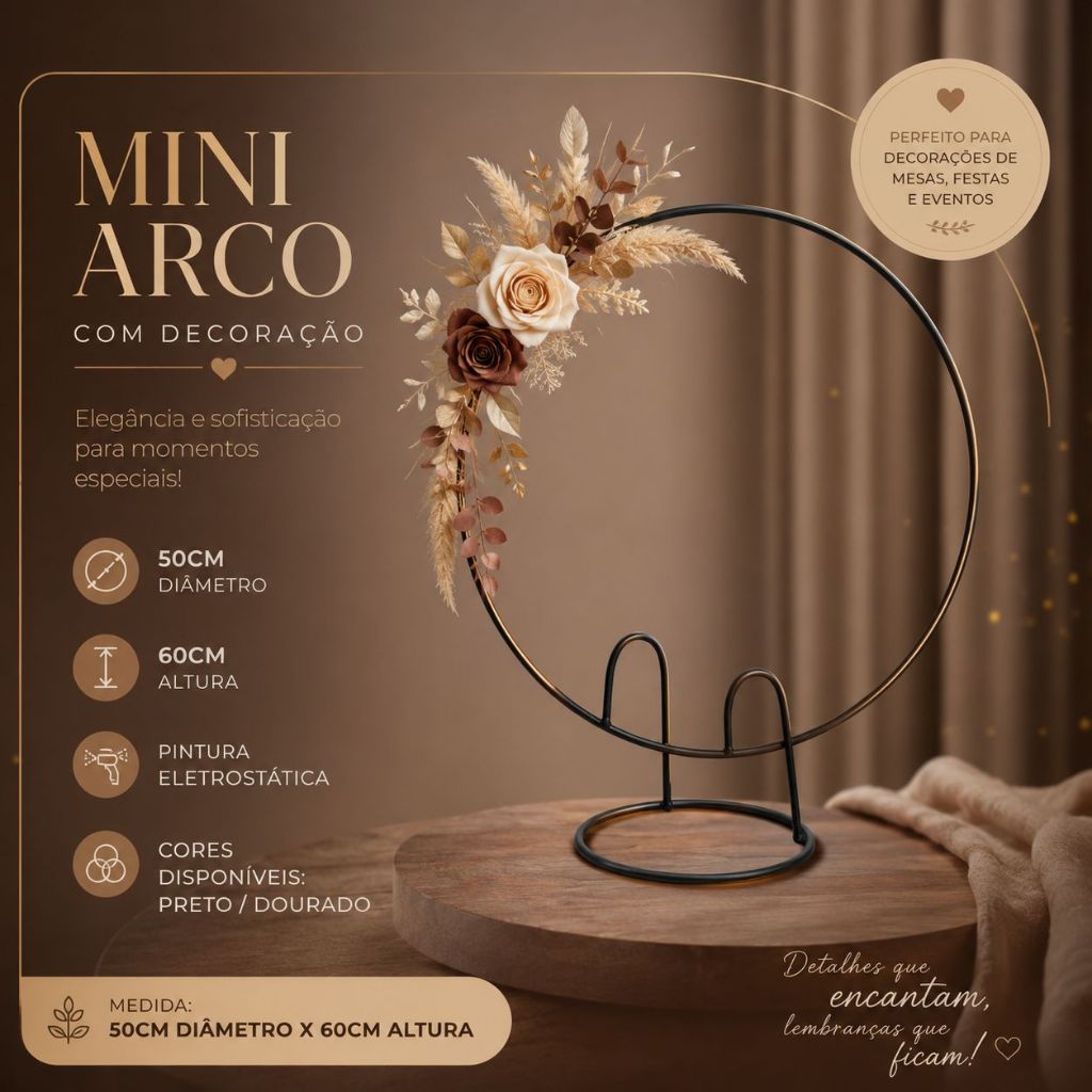 MINI Arco de Mesa Redondo Dourado