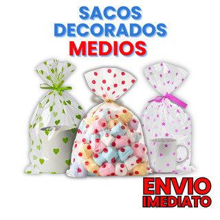 50 Saquinhos Celofane Plásticos Transparentes Decorados 15x22cm 15x30 20x30 Para Lembrancinha Festa