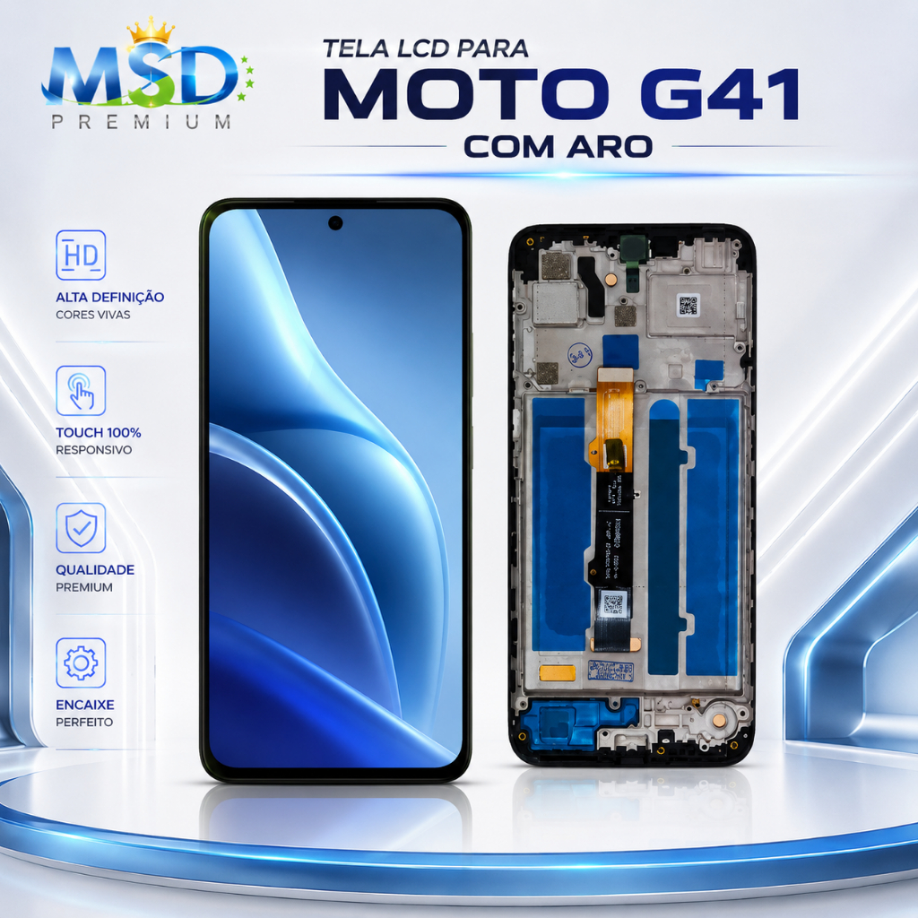 Frontal Display Touch LCD G41 Com Aro Preto Premium - Anti Apagamento e Ghost Touch
