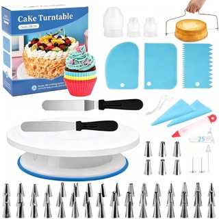 Kit Confeiteiro Profissional Bicos Para Confeitar Inox 106 peças Giratória de Bolo Bico de confeitar Saco de confeitar