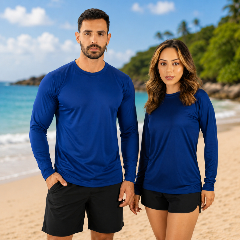 Kit 2 Camisa Térmica Segunda Pele Proteção Solar UV50+ Academia Corrida Feminina Unissex Blusa Manga