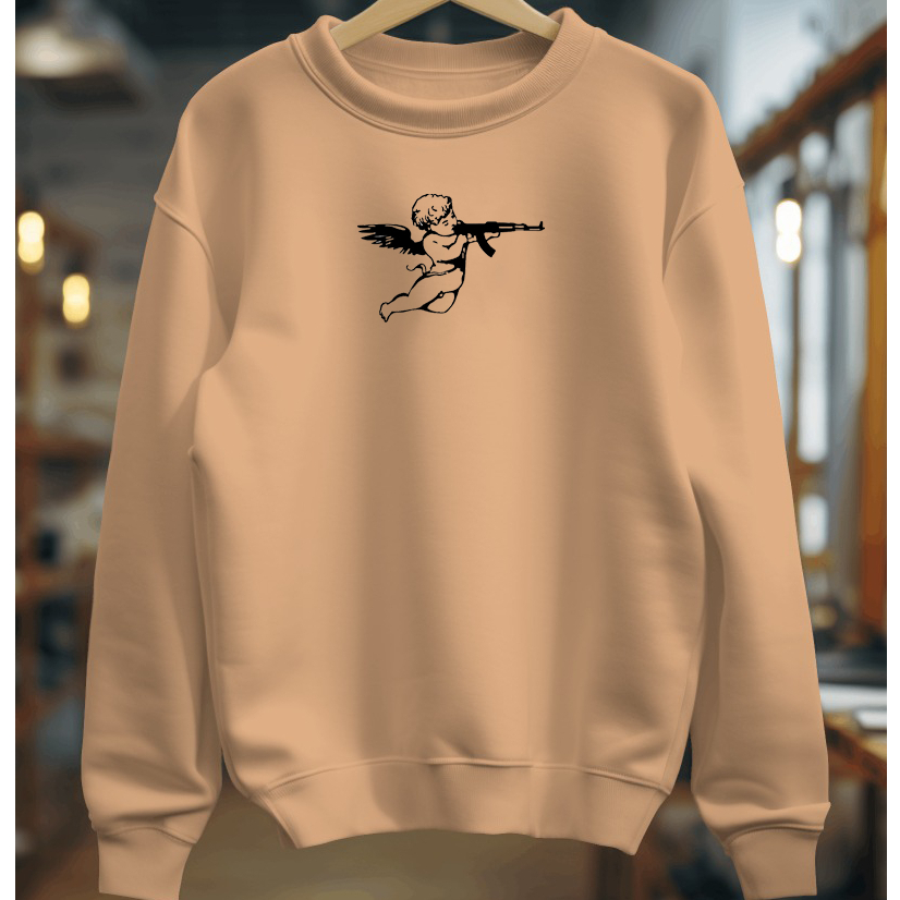 Moletom Masculino Infantil Gola Redonda Blusa de Frio Masculina Estampada Anjo Moletom Estiloso