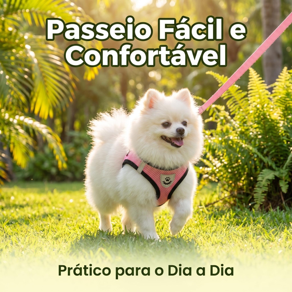 Conjunto Peitoral + Guia Pet Passeio Diário Confortável