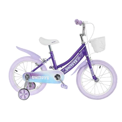 Bicicleta Infantil Aro 16 Lilás Unicórnio Com Glitter e Cestinho - Unitoys