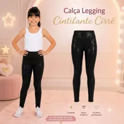 Calça Legging Suplex Zig Zag Cintilante Moda Infantil