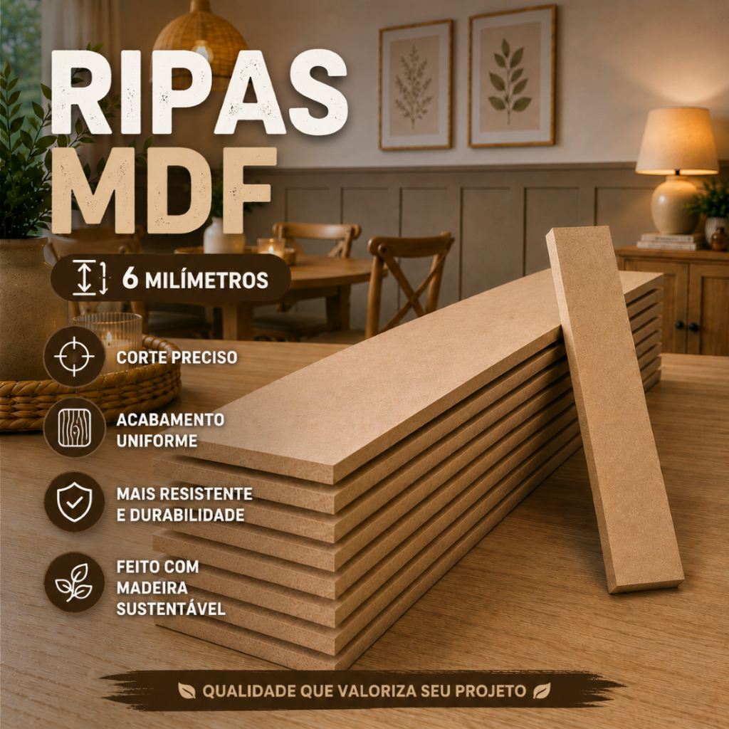 Kit 10 ripas 110x10cm 6mm mdf cru Lambril Shiplap Ripas decoraçao parede