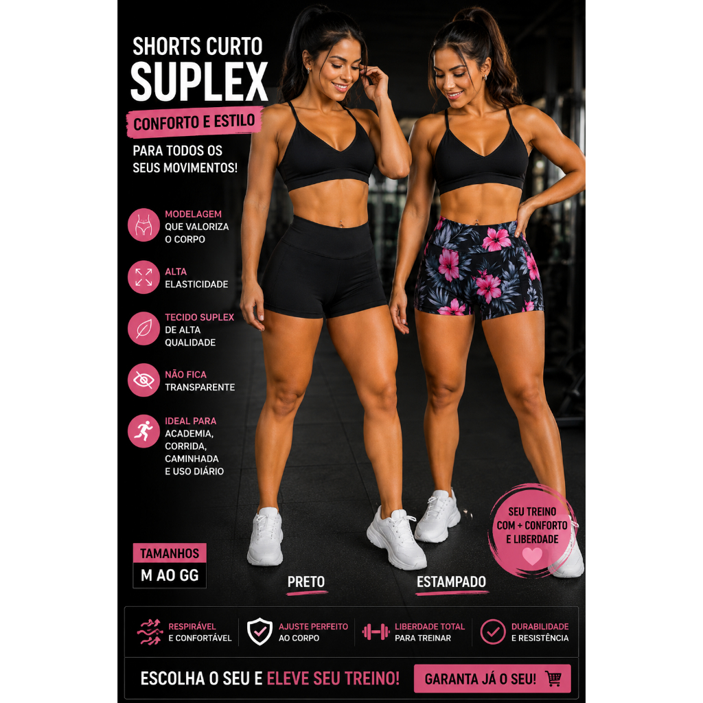 Short Curto Fitness Academia com Bolso Lateral Bermuda Suplex Confortavel Feminino Short Curto