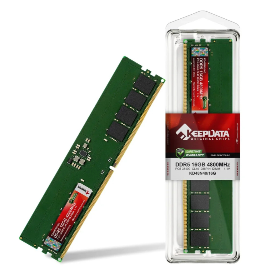Memória RAM Desktop Keepdata 32GB DDR5 4800MHz CL40 PC5-38400 UDIMM 288 Pinos No