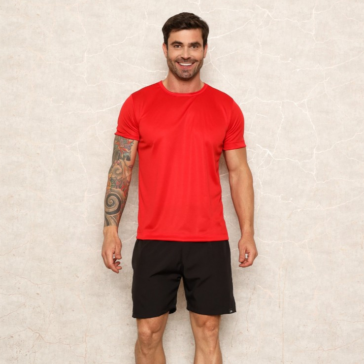 Camiseta Dry Fit Masculina Vermelha Esportiva Academia Corrida