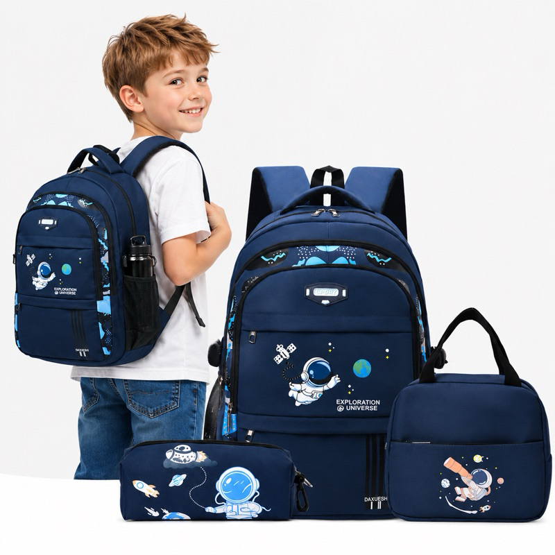 Kit Mochila Escolar 3 em 1 Infantil – Mochila + Lancheira Térmica + Estojo Grande Capacidade