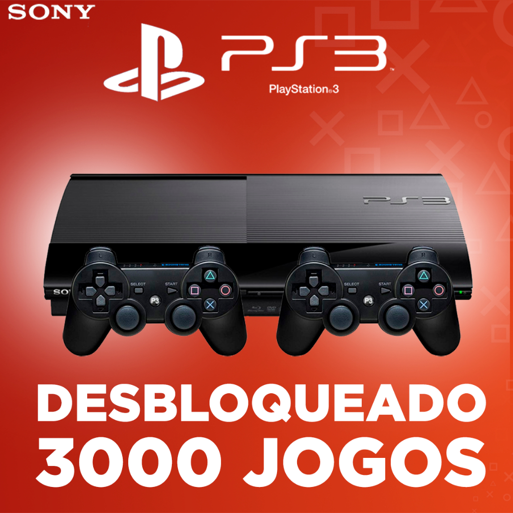 Sony Ps3 Playstation 3 Super Slim Tunado + Controle + Desbloqueado Hen + Loja 3 mil Jogos Grátis