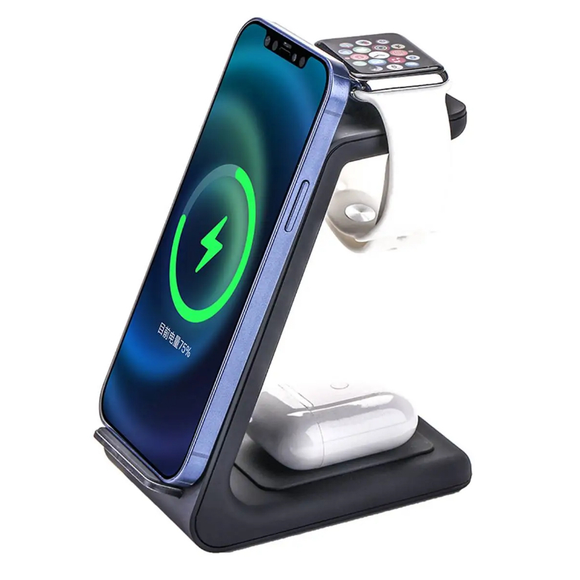 Estação de Carregamento por Indução Turbo 3 em 1 para iPhone e Android Hrebos HS-951