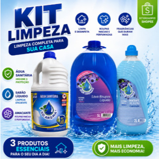 Kit 3 Produtos Limpeza Só Aroma Sabão Liquido e Agua Sanitaria e Amaciante Concentrado Base 5L 2L